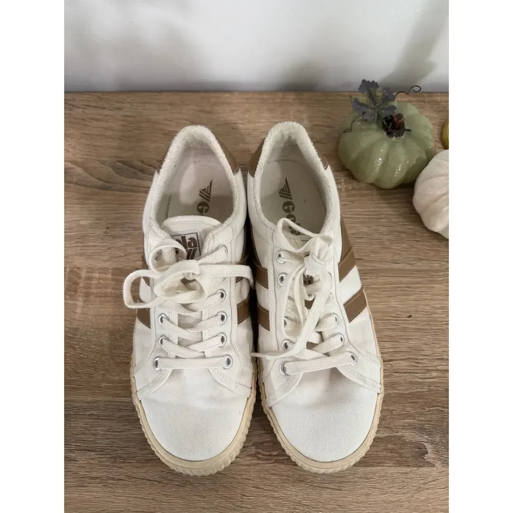 Gola Tennis Mark Cox Canvas Sneakers Brown White Casual